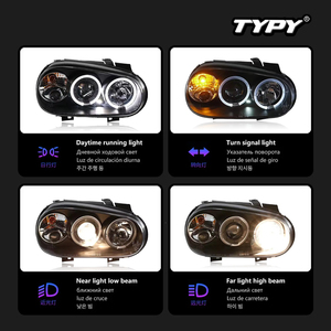 Faros Delanteros TYPY para Volkswagen <span class=keywords><strong>Golf</strong></span> <span class=keywords><strong>4</strong></span> 2003-2009 con Ojos de Ángel, Lentes de Proyector, Kit de Conversión MK4, Conjunto de Faros de Xenón - Product Image 5