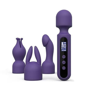 Kit <span class=keywords><strong>Vibrator</strong></span> <span class=keywords><strong>Wand</strong></span> Mainan Seks Dewasa untuk Pasangan dengan 3 Aksesoris untuk Stimulator Klitoris Titik G Glans Stimulator Klitoral Dildo Bergetar dengan LCD - Product Image 1