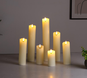 Mermei's Luxury Wedding Wave Shape Real Wax White Pillar Led <strong>Candles</strong> Flickering with Remote - Product Image 4