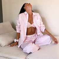 Ensemble de 2 pyjamas pour femmes QINSI, vente en gros, imprimé personnalisé, rayures, vêtements de détente pour femmes, nouveaux pyjamas floraux pour femmes, printemps