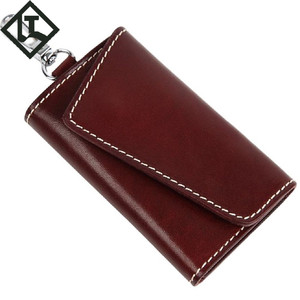 Genuine Leather Key <b>Pouch</b> 11 x 6.5 Cm Cover Type Solid Color For <b>Men</b> Car Key Holder Everyday Use - Product Image 2