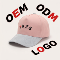 Casquette de baseball bicolore rose et gris avec visière en daim, broderie motif doodle mignon, style Dad Hat, esthétique pastel, pour femme, personnalisable
