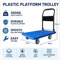 Chariot à plateforme silencieux à quatre roues pour usage domestique, pliable, portable, structure en plastique, chariot à main OEM