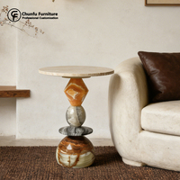 Table d'appoint au design scandinave personnalisé, marbre naturel, travertin et onyx vert jade, table basse d'hôtel, mobilier en pierre