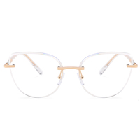 MS 82141 2025 Lunettes de soleil mode légères et luxueuses oeil de chat en métal sans monture avec design anti-lumière bleue et logo personnalisé