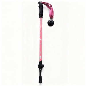 ไม้เท้าเด็กแบบยืดหดได้ สีชมพูเชอร์รี่ ด้ามจับ EVA พร้อมตัวล็อคภายนอก พกพาสะดวก ไม้เท้าเดินป่าแบบ 2 ท่อน - Product Image 1