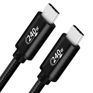 Kabel Nylon Braid Thunderbolt 3 USB C 8K USB4.0 untuk Monitor Eksternal SSD EGpu 240W 40Gbps