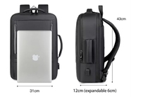 Nouveau design, sac à dos multifonctionnel extensible pour ordinateur portable, sac d'étudiant imperméable, sac à dos simple pour voyage et affaires avec port USB