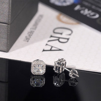 Stokta takı vida geri küme mozanit küpe GRA sertifikalı kadınlar 925 gümüş Moissanite çiçek saplama küpe