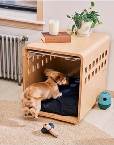 Cage de style meuble pour chiens de taille moyenne chenil d'intérieur esthétique pour chiots avec porte maison décorative moderne en fil de bois pour animaux de compagnie - Product Image 5