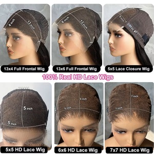 Perruque bouclée en cheveux vierges avec closure HD 13x6/13x4/5x5, dentelle française sans colle, pré-épilée, <span class=keywords><strong>Bye</strong></span> <span class=keywords><strong>Bye</strong></span> Knots - Product Image 4