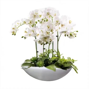 Pot de fleurs enduit de poudre d'orchidées en soie blanches artificielles européennes pour la maison Table centres de table élégants décoration de sol - Product Image 3