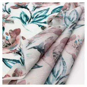 OEM Custom Design Floral Liberty London 100% Combed Cotton Breathable Soft White Print Voile Fabrics for Dress