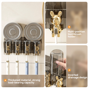 Portaspazzolini Xinhang con <span class=keywords><strong>ventosa</strong></span>, porta spazzolini da parete con dispenser per dentifricio - Product Image 6