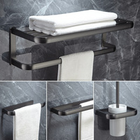 Porte-serviettes de bain mural de luxe en cuivre électroplaqué gris anthracite, étagère de salle de bain, ensemble simple ou double barre