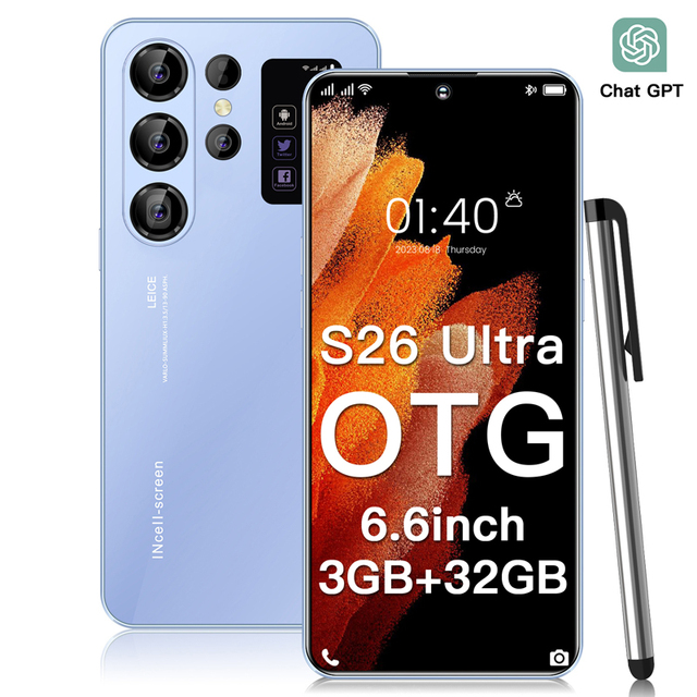 Latest S26 Ultra Smart Phone Telephone Gaming Phone Dual SIM Dual Standby Octa Core Global Version Big Screen Phone Mobile Phone
