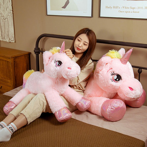 Boneka hewan lembut Unicorn, mainan Unicorn mewah lucu baru katun PP bantal tidur nyaman hadiah ulang tahun untuk pesta anak perempuan - Product Image 4