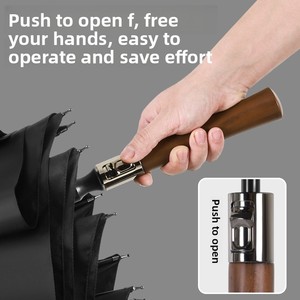<span class=keywords><strong>Parapluie</strong></span> double <span class=keywords><strong>grande</strong></span> <span class=keywords><strong>taille</strong></span> entièrement automatique coupe-vent pour <span class=keywords><strong>homme</strong></span>, style britannique rétro, avec poignée en bois et crochet, design simple - Product Image 4