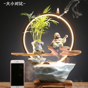 New <b>Humidifier</b> Home Water Ornaments Tabletop Decoration with Flowing Water Rockery Chinese Fountain Wealth Creative Decor - Product Image 5