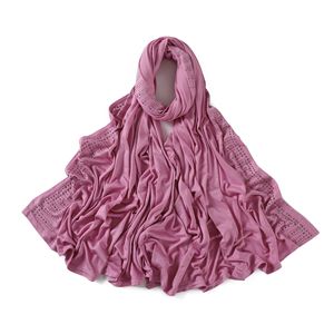 New Solid Color Versatile Mercerized Cotton <b>Jersey</b> <b>Hijab</b> With Stone Rhinestone Comfortable Breathable Muslim Lady <b>Hijab</b> Shawls - Product Image 2