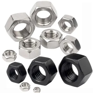 DIN934 304 Aço Inoxidável Preto Aço Carbono Alta resistência Hex Hexágono Porca