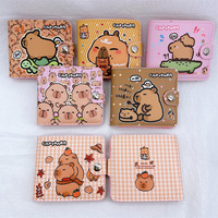Dompet Kulit Capybara Model Kotak Leher Pendek Motif Cetak Lucu, Lipat, Tempat Kartu, Desain Kancing, Penyimpanan Koin, Laris Manis