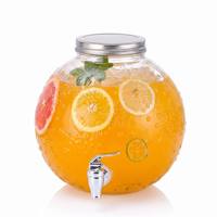 Distributeur de boissons en verre 6L en gros avec robinet ABS, distributeur de jus gaufré, personnalisable OEM pour fêtes, traiteurs et restaurants