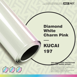 ฟิล์มไวนิลหุ้มรถยนต์ KUCAI สีขาวประกายเพชรชมพู PVC ติดตั้งง่าย ไม่มีฟองอากาศ พร้อมคุณสมบัติเปลี่ยนสีสำหรับตัวถังรถ - Product Image 3