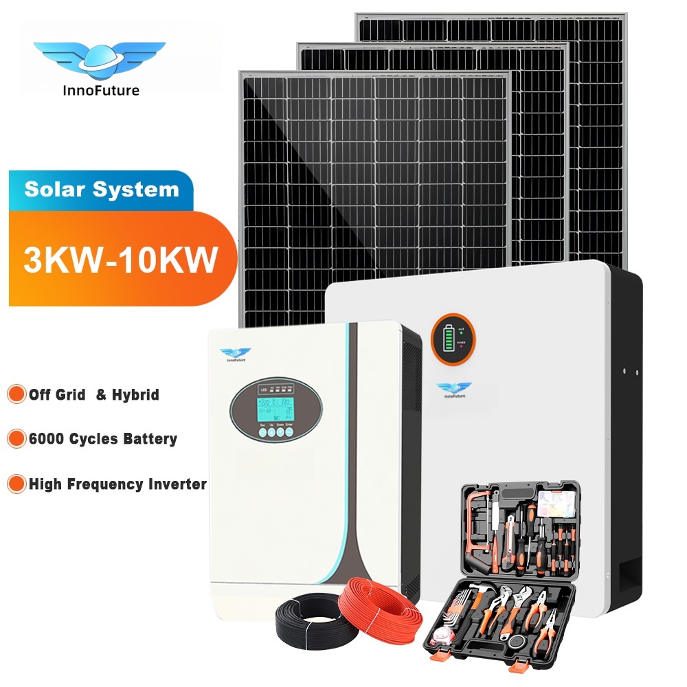 10KWH 3KW 6KW 8KW 10KW 10KW гибридная Солнечная система полный комплект для дома 6.2KW настенный MPPT инвертор 550W 51,2 V 200AH LIFEPO4 батарея