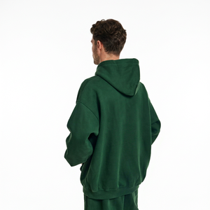Sweat-shirt à capuche surdimensionné pour homme, vert uni, en molleton de coton, décontracté, pour l'automne, coupe classique, avec poche - Product Image 1