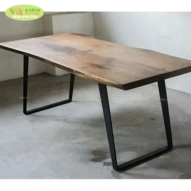 Tavolo da pranzo industriale della lastra della noce di legno del ferro/tavolo da pranzo della lastra della noce del legno duro del ristorante