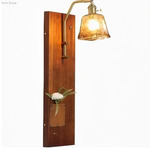 Modern High Quality Glass & <b>Wooden</b> <b>Wall</b> Lamp with LED <b>Light</b> Source Dimmable E27 Base for Living Room - Product Image 1