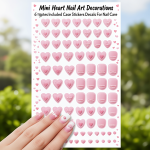 Mini Heart Nail Art Decorations 6 Types Included Case <b>Stickers</b> Decals For Nail Care - Product Image 3