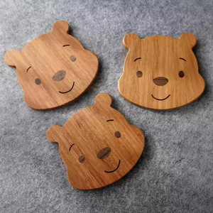 Juego de posavasos de madera con forma de oso, madera maciza, aislante del calor, forma de animal de dibujos animados, mantel individual duradero para uso diario - Product Image 3
