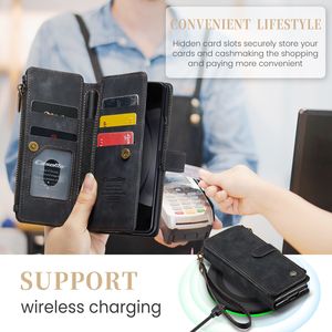 CaseMe PU Leather Wallet Trường hợp với chủ thẻ cho Samsung Z gấp <span class=keywords><strong>5</strong></span> lật dây kéo Ví dây đeo cổ tay chân đế điện thoại CAS - Product Image 5