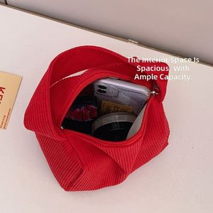 Summer Trend Women's <b>Handbag</b> Portable Corduroy Handheld Makeup <b>Small</b> Square Zipper Closure Bag - Product Image 3