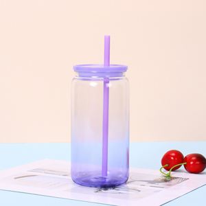Bouteille isotherme en plastique à double paroi de 16 oz avec paille et couvercle pour café froid de caféterie - Vente en gros - Product Image 6