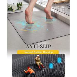 Tapis de bain gris en PVC MontVoo, séchage rapide, surface en faux daim absorbante, antidérapant, forme rectangulaire, dos en caoutchouc, pour salle de bain - Product Image 5