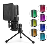 Kit de microphone à condensateur filaire pour PC/ordinateur portable, smartphones, microphone USB, support antichoc, léger et portable pour les conférences