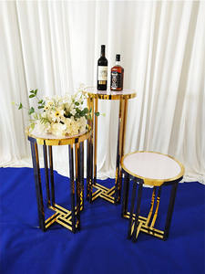 Plinthe personnalisée ronde en acier inoxydable doré de luxe de haute qualité pour la décoration d'événements de mariage - Product Image 5