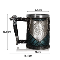 Chope en Résine Grande Capacité Tankard Médiéval en Acier Inoxydable avec Logo Roi du Nord Stark Cadeau Fête