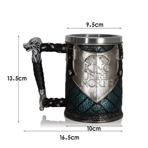 Chope en Résine Grande Capacité Tankard Médiéval en Acier Inoxydable avec Logo Roi du Nord Stark Cadeau Fête - Product Image 2