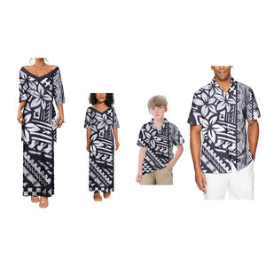 Vendita calda grande gente Oversize Puletasi 2 pezzi Set abito da uomo Hawaii Design polinesiano di lusso Aloha camicie famiglia Set - Product Image 6