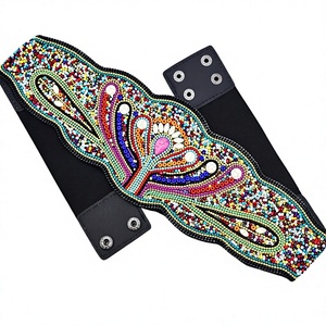 Cinturón de Cintura Bordado con Cuentas Hecho a Mano para Mujer, Accesorio de Moda Étnica Boho, Cinturón de Cintura Bordado con Cuentas - Product Image 1