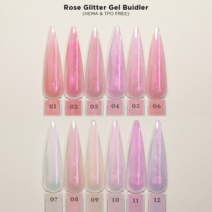 HEMA & TPO FREE White Glitter Nail Extension Gel Shimmer Rainbow Color <b>Brush</b> on Quick Extend Builder Hard Gel Custom Logo - Product Image 5