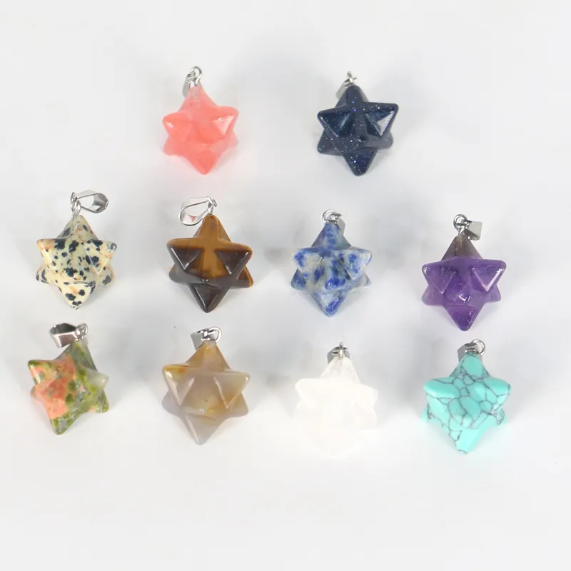 Wholesale High Quality Merkaba Star Crystal Pendant Merkaba Healing Crystal Pendant Necklace For Gift