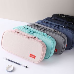 <span class=keywords><strong>Astuccio</strong></span> in tela a doppio scomparto di grande capacità con cerniera multistrato per cancelleria porta oggetti scuola organizzatore - Product Image 2