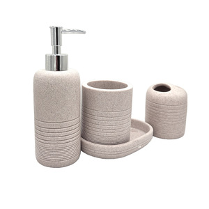 Juego de baño de cuatro piezas de imitación de piedra, estilo europeo informal, kit de baño para el hogar, juego de botellas para loción de baño - Product Image 5