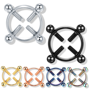 Paar Stahl Nippel ringe Runde nicht <span class=keywords><strong>Piercing</strong></span> Nippel Schild <span class=keywords><strong>Piercing</strong></span> Schraube Nippel klemmen Sexy Körpers chmuck Adult Game für Frauen - Product Image 6