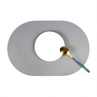 Set de table ovale en cuir PVC, imperméable, résistant à l'huile, isolant thermique, style nordique, pour hôtels et restaurants